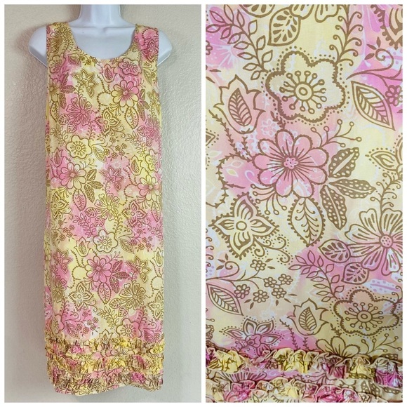 Blue Ginger Dresses & Skirts - Blue Ginger Pink/Yellow Floral Tank Shift Dress Size L